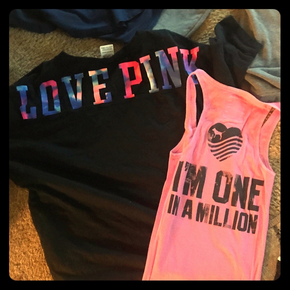 Vs pink tye dye shirt and pink tank top